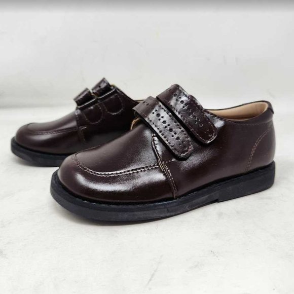 Little boys 11 (27EU) Elephantito wingtip strap brown dress school uniform shoes - Picture 7 of 11